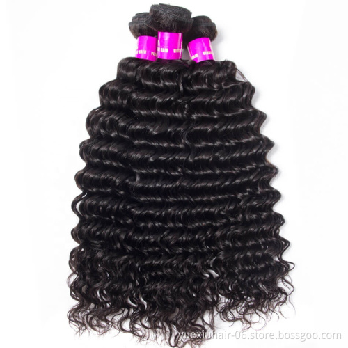 New Arrivals Deep Wave Brazilian Human Virgin Hair Bundles with Lace Frontal Closure Human Hair